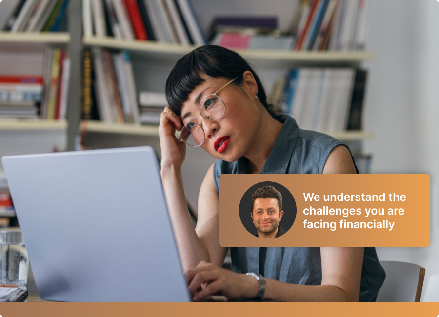 Business owner overwhelmed by bookkeeping and financial admin