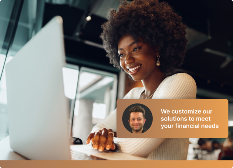 Client confidently reviewing customized bookkeeping solutions